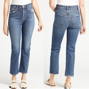 AGOLDE Riley High Rise Straight Crop Stretch denim blue Jeans size 24